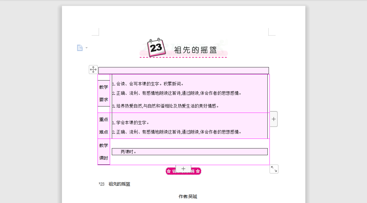 [导学教案]23 祖先的摇篮