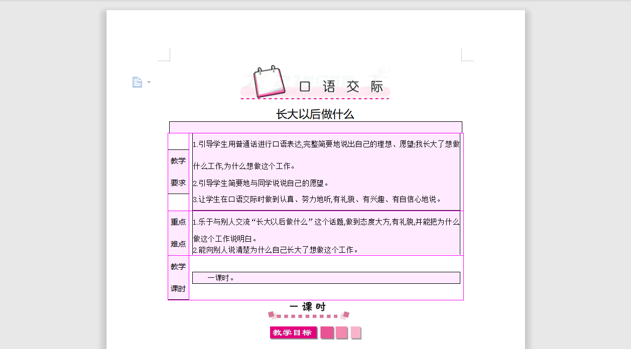 [导学教案]口语交际-长大以后做什么